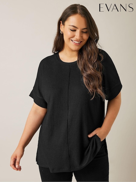 أسود - Evans Textured Seam Detail Top (AK1954) | ‏14 ر.ع.‏