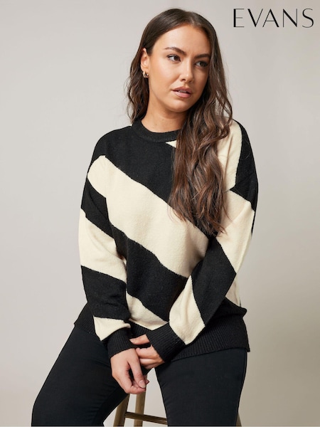 Evans Cream/Black Diagonal Stripe Jumper (AK1957) | 2,343 UAH