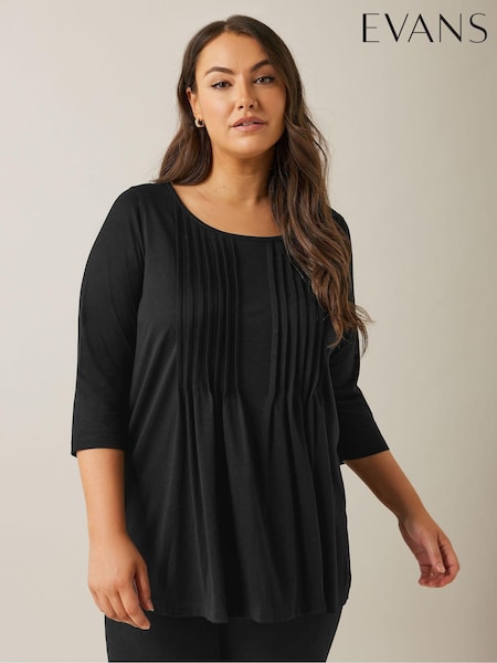 Negro - Evans 3/4 Sleeve Pintuck Top (AK1964) | 37 €