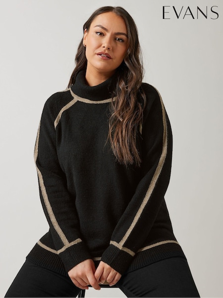 Evans Colorblock Roll Neck Black Jumper (AK1967) | €61