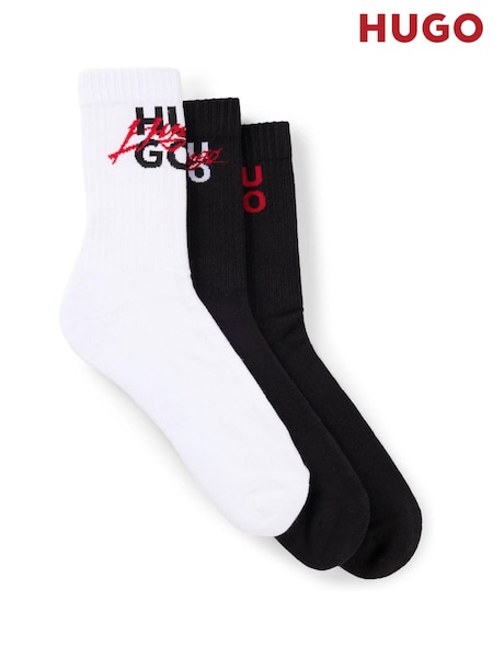 HUGO Black Logo-Detail Socks 3 Pack In A Short Length (AK1979) | €15.50