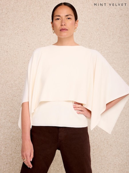 Cream - Mint Velvet Layered Poncho Knit Top