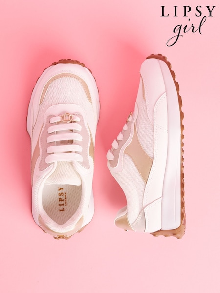 Lipsy White Chunky Lace Up Runner Jogger Trainers (AK2038) | AED146 - AED169