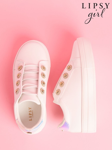 Lipsy White Lace Up Chunky Flatform Quilted Faux Leather Trainers (AK2039) | ₪131 - ₪151