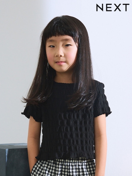 Black Textured T-Shirt (3-16yrs) (AK2068) | 288 UAH - 494 UAH