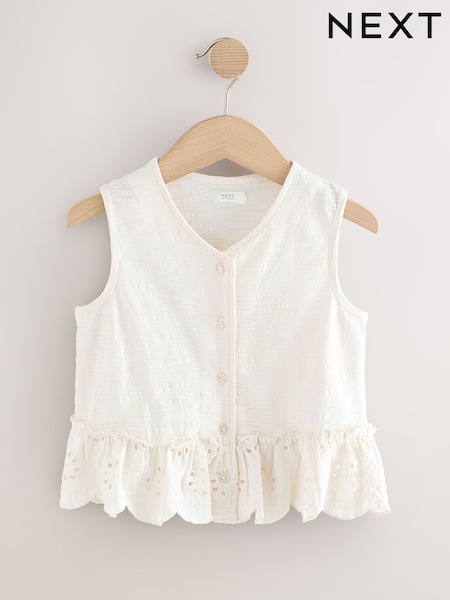 Cream Broderie Hem Waistcoat (3-16yrs) (AK2080) | R$ 135 - R$ 185