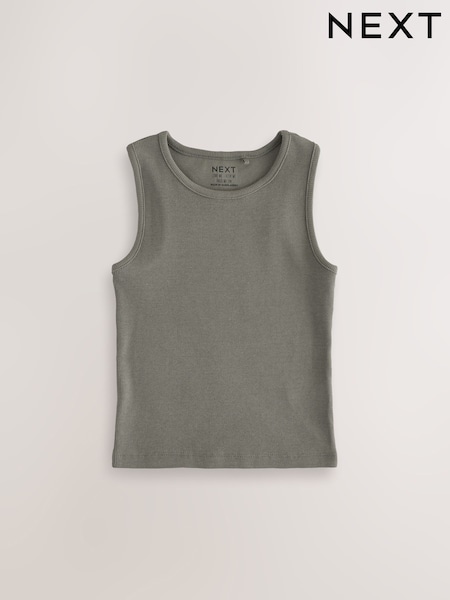 Khaki Green Boxy Rib Vest (3-16yrs) (AK2087) | €4 - €7