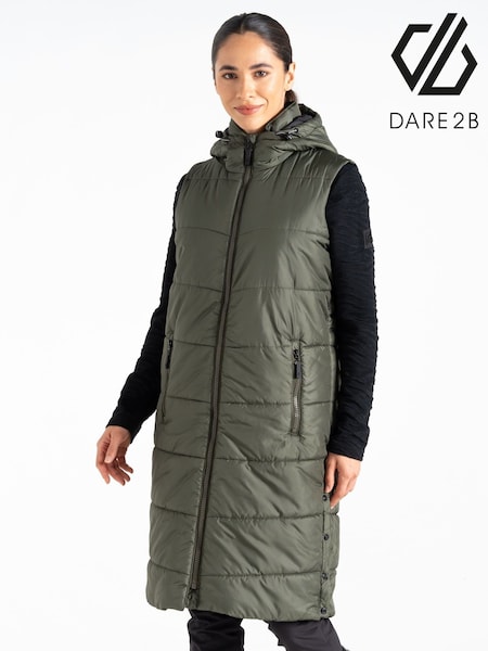 Dare 2b Womens Green Distinguish Long Line Padded Gilet (AK2305) | €55