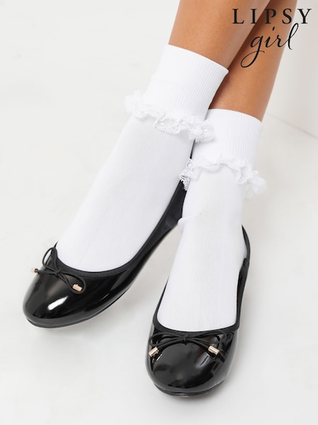 Lipsy Black Metal Bow School Ballet Pumps (AK2340) | €21 - €29