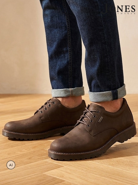 Brown - Regular Jones Bootmaker Halewood Waterproof Leather Derby Shoes