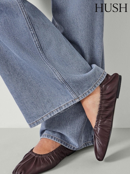 Hush Ruby Ruched Leather Ballet Flats (AK2500) | ‏503‏₪