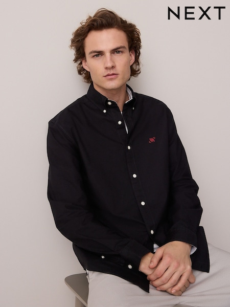 Black Slim Fit Long Sleeve Oxford Shirt (AK2559) | €35