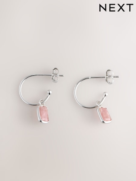 Sterling Silver Pink Charm Hoop Earrings (AK2780) | €31.50