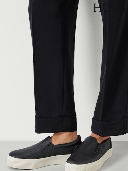 Hush Black Gili Flatform Leather Trainers (AK2831) | AED262