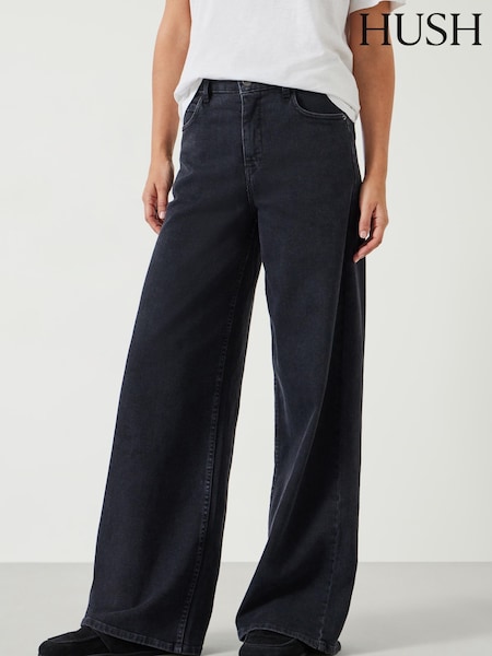Hush Black Nessa Wide Leg Jeans (AK2836) | ₪453