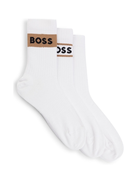 BOSS White Logo Detail Short Length 3 Pack Socks (AK2839) | €21.50