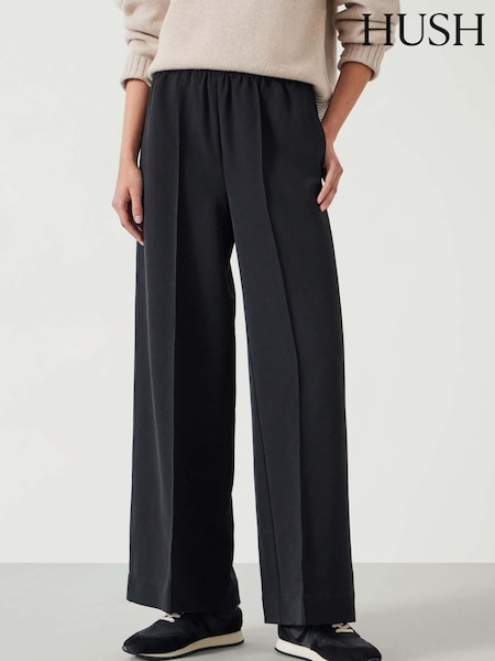 Hush Black Petunia Pintuck Wide Leg Trousers (AK2928) | € 140