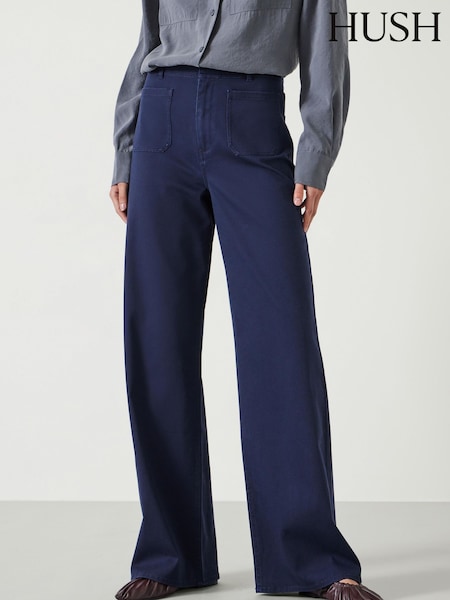 Hush Blue 100% Cotton Rowan Flared Trousers (AK2958) | €59