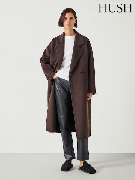 بني - Hush Pure Wool Double Faced Coat (AK2959) | ‏1,339 د.إ.‏