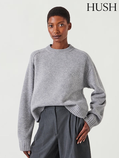 Hush Grey Nina Merino Wool Cropped Jumper (AK2965) | €140