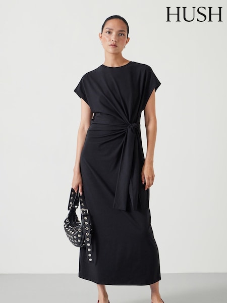 Hush Black 100% Cotton Trinny Stretch Jersey Midi Dress (AK2977) | €65