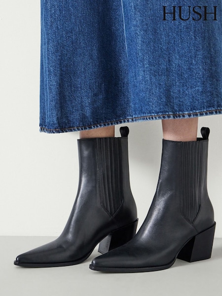 Hush Black Western Leather Chelsea Boots (AK2979) | ₪1,006