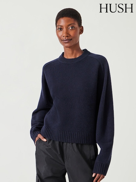 Hush Blue Nina Merino Wool Cropped Jumper (AK2986) | €168