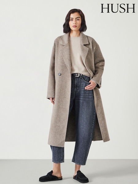 Hush Light Brown Pure Wool Double Faced Coat (AK2987) | 1,138 QAR