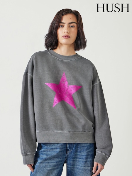 Hush Pink Relaxed Roxy Metallic Star 100% Cotton Sweatshirt (AK2992) | €83