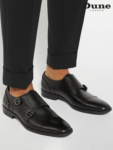 Черный - Стандартный крой - Dune London Satchin Flex Sole Toecap Monk Shoes (AK3029) | €158