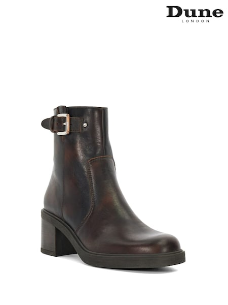 Dune London Brown Parlowe Buckle Ankle Boots (AK3042) | AZN 401