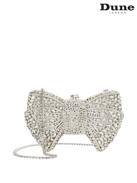 Dune London Silver Enchant Diamante Bow Bag (AK3105) | €213