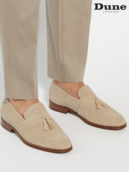 Dune London Cream Sevilles Woven Tassle Loafers (AK3124) | SGD 230