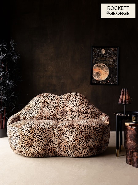 Rockett St George Leopard Love Velvet Luscious Lips Small 2 Seater Sofa (AK3169) | €821