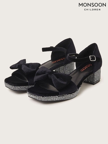 Monsoon Velvet Bow Stud Platform Heels (AK3179) | 137 LEI - 146 LEI