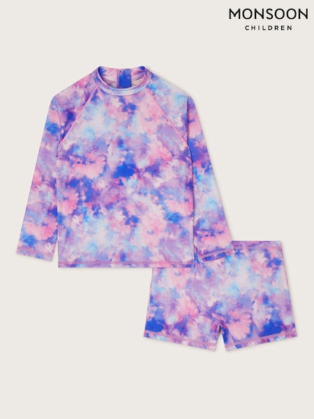 Monsoon Purple Tie Dye UPF 50+ Rash Top And Shorts Set (AK3217) | €18 - €21