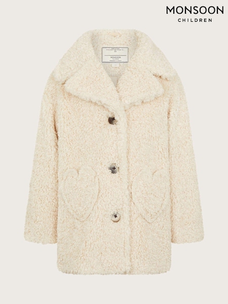 Monsoon Cream Heart Pocket Borg Coat (AK3236) | €64 - €78