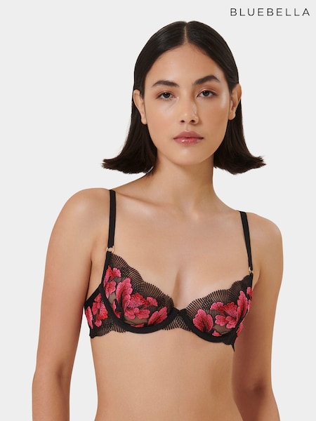 Bluebella Pink Vivienne Plunge Underwired Two-Tone Floral Embroidery Bra (AK3249) | €32
