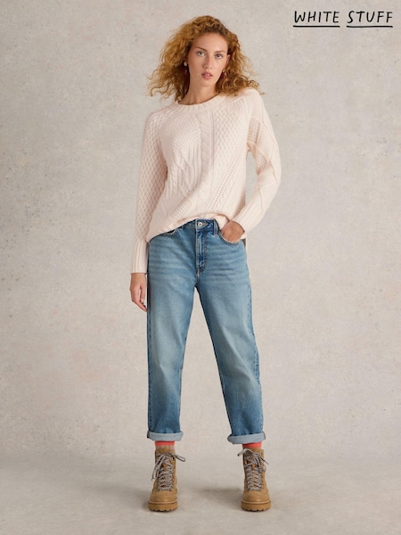 White Stuff Natural Patchwork Cable Jumper (AK3252) | €50