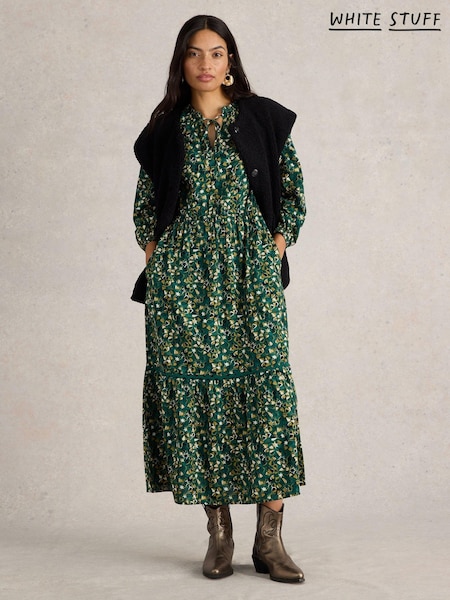 White Stuff Green 100% Organic Cotton Lotus Maxi Dress (AK3275) | €56