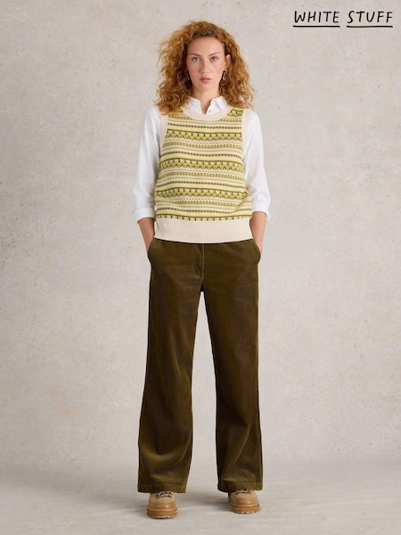 White Stuff Yellow 100% Organic Cotton Fairisle Stripe Tank (AK3288) | €34