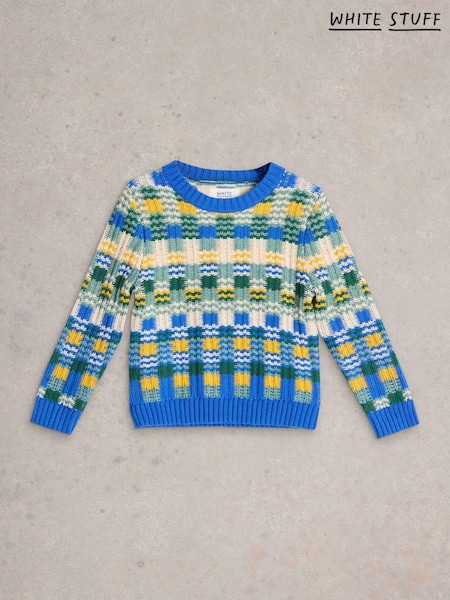 White Stuff Blue Checkerboard Jumper (AK3300) | €21