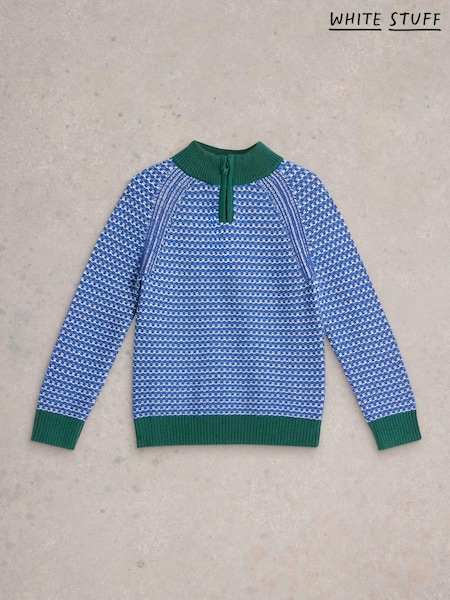 White Stuff Blue Tuck Stitch Funnel Jumper (AK3316) | €28