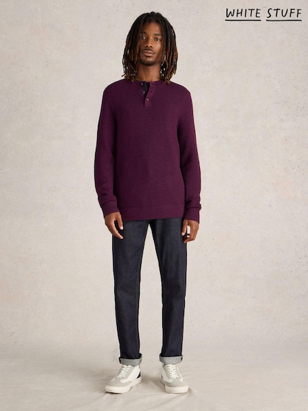 White Stuff Purple Newport Merino Henley Jumper (AK3320) | €41