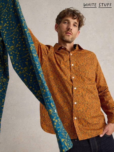 White Stuff Orange 100% Cotton Climbing Thorns Printed Shirt (AK3322) | €35