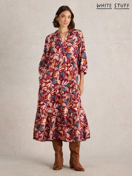 White Stuff Purple Virginia Tiered Shirt Dress (AK3323) | €54