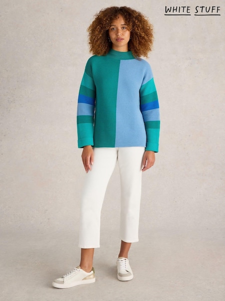 White Stuff Green 100% Organic Cotton Jana High Neck Jumper (AK3324) | €41.50