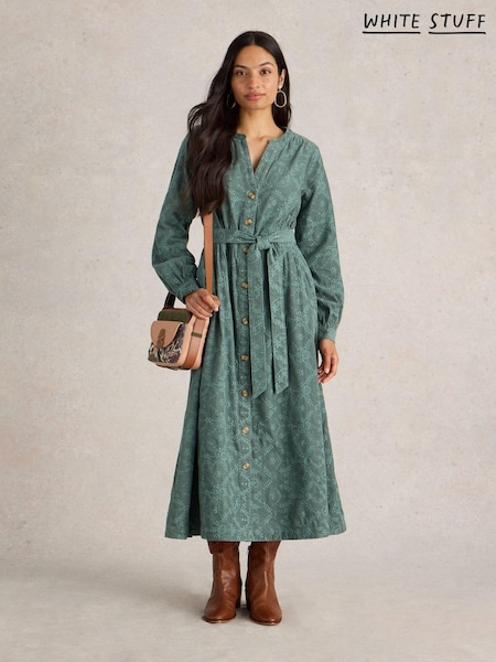 White Stuff Green 100% Organic cotton Florence Cord Dress (AK3326) | AED419