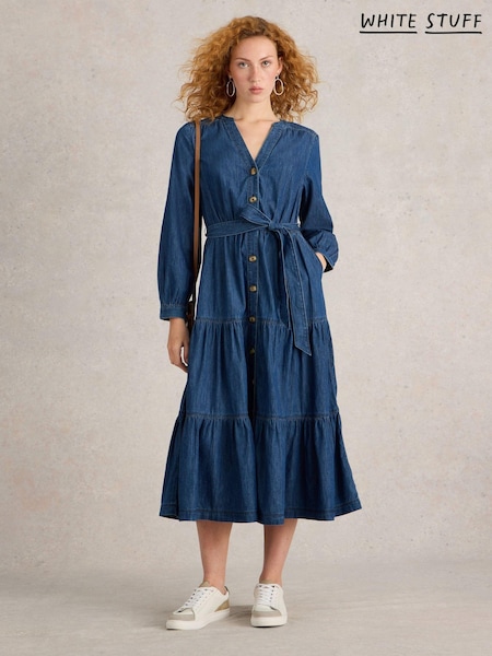 White Stuff Blue Mina Tiered Denim Dress (AK3329) | €54