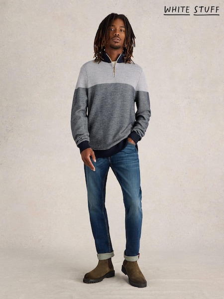 White Stuff Blue Newport Merino Jacquard Funnel Jumper (AK3338) | AED204